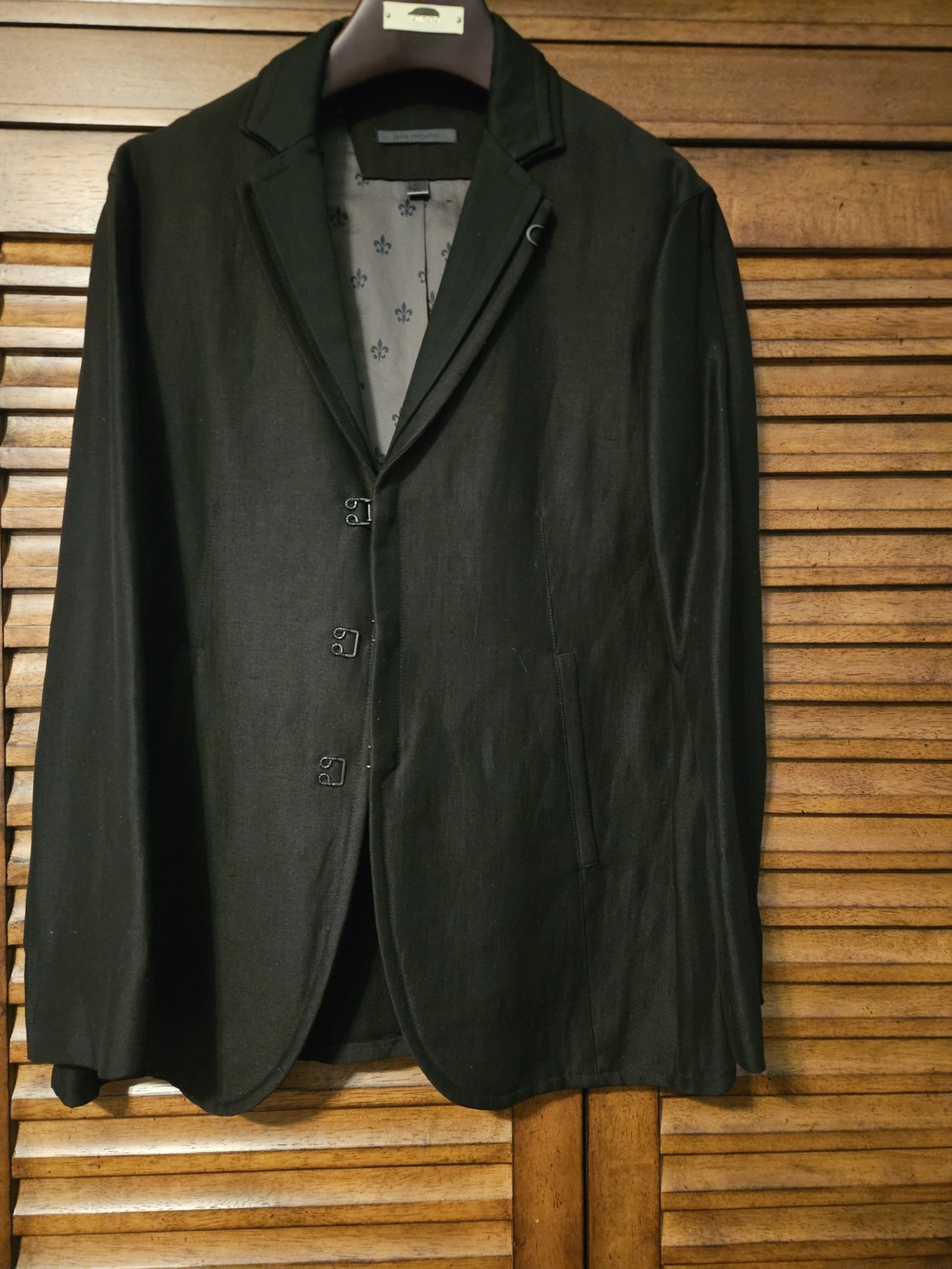 John Varvatos Black Sport Coat with Unique Hook & Loop Closures